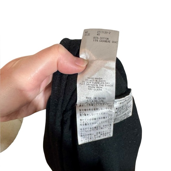 C.T. PLAGE Cotton Cashmere Goat Crewneck Boxy Pullover Sweater Black Sz:40 Japan - Picture 10 of 10